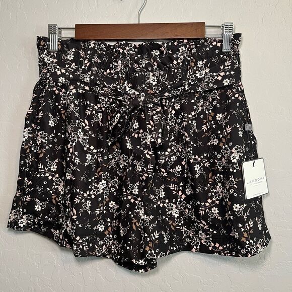 LAUNDRY by Shelli Segal Peach Floral Paper Bag Waist Shorts Size Small - Picture 1 of 8